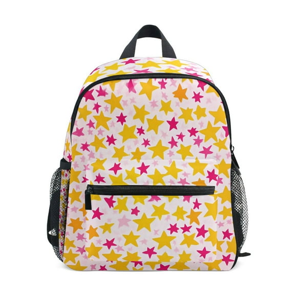 FORMRS School Backpack with Front Zippered Pocket 12" Student Travel Daypack, Light Pink Stars