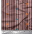 thumbnail image 1 of Soimoi Crepe Silk Fabric Tree & Vertical Stripe Print Sewing Fabric Yard 42 Inch Wide, 1 of 1