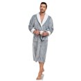 thumbnail image 6 of PajamaX Luxurious Mens Shawl Collar Plush Fleece Bathrobe Cozy Warm Bathrobe Long Robe With Pockets (M, Grey), 6 of 7