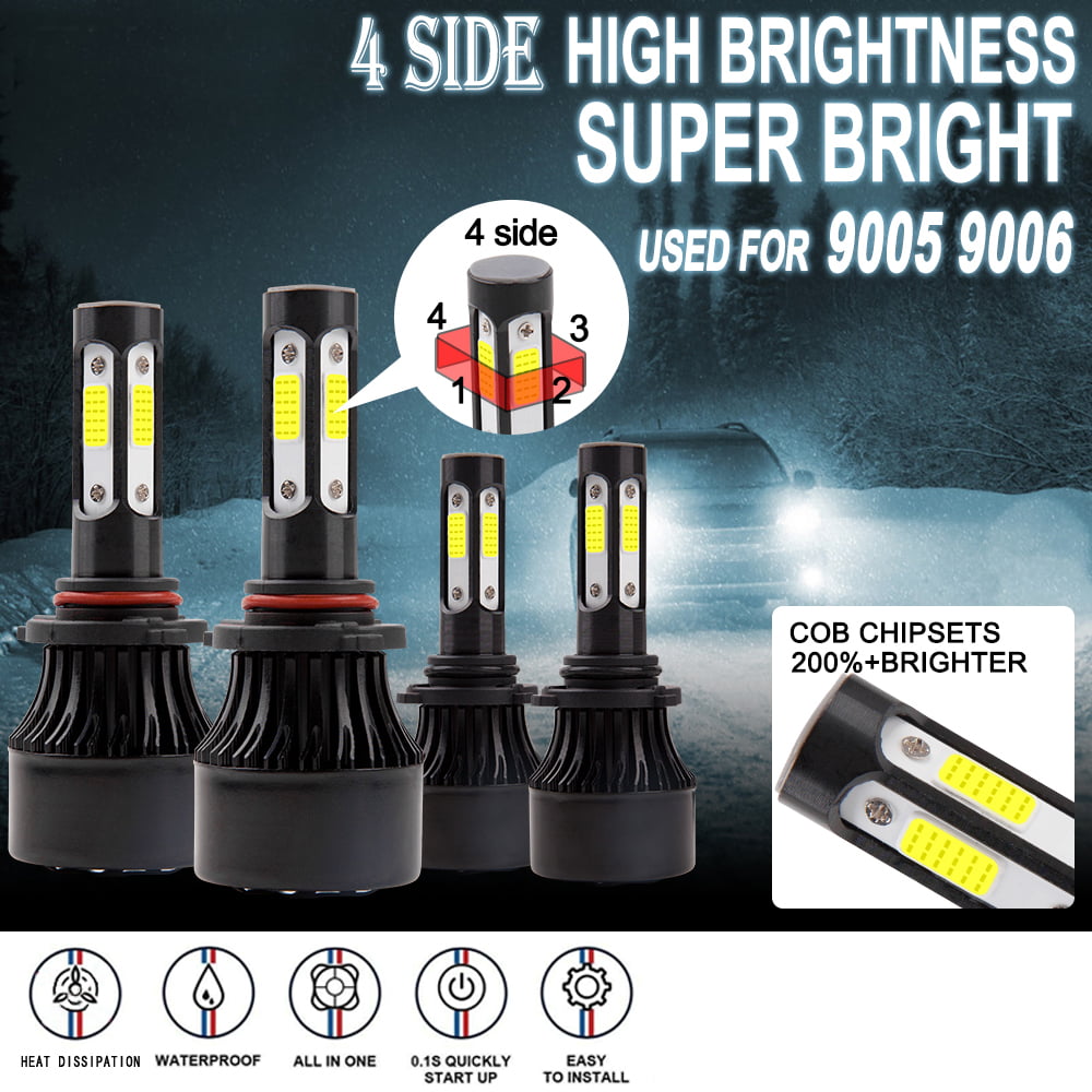 Mini 9006+9005+H11 Combo LED Headlight Kit 4965W 744750LM Hi-Low Beam Bulb 6000K 