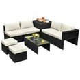 thumbnail image 2 of Costway 8PCS Patio Rattan Furniture Set Storage Table Ottoman Off White cover, 2 of 10