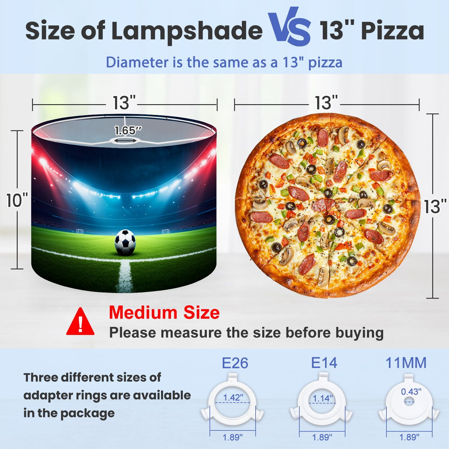 Lampshades 2 Pack Vertical 3D render soccer stadium soccer ball resting center brightly 13"x13"x10" Light Shade for Table Lamps Floor Lamps Drum Lamp Shades Lampshade Replacement Easy Assembly