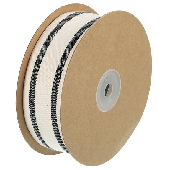 Uxcell Natural Cotton Stripes Ribbon, 1-1/2 Inch x 20 Yard, Natural with Black