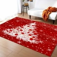 thumbnail image 3 of Christmas Red Area Rug 4x6ft White Xmas Tree Winter Snowflakes Wood Grain Non-Slip Washable Square Rugs Soft Felt Indoor Floor Mat for Bedroom Kitchen Living Room Bathroom, 3 of 8