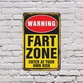 thumbnail image 4 of Warning Fart Zone (2 Pack) 7 Inch x 10 Inch Metal Sign Novelty Aluminum Durable Weatherproof UV Protected Perfect for Bathrooms Homes Fun Gag Gift for Friends Crafted in the USA, 4 of 5