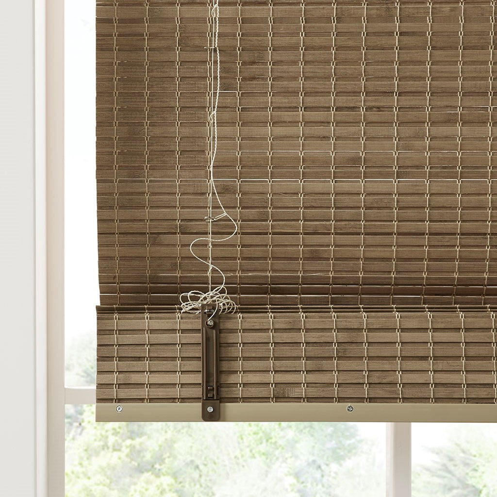 MAYEERTY Bamboo Light Filtering Privacy Roman Window Shade, Natural, 64" L x 31" W