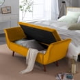 thumbnail image 6 of SZLIZCCC Storage Bed Bench for Bedroom, Velvet Upholstered Rolled Armed Button Tufted Sofa Stool Bench, Storage Ottoman Couch Long Bench with Solid Wood Legs Brown, 6 of 8