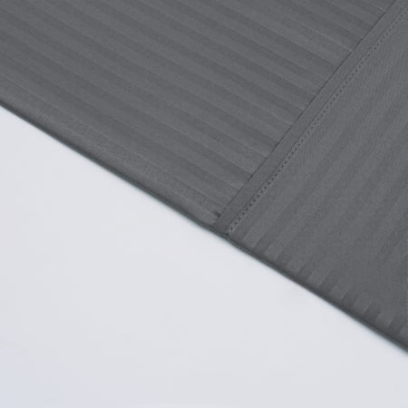 MAINSTAYS SUPER SOFT BRUSHED MICROFIBER BED SHEET SET, SOOTHING GRAY EMBOSSED STRIPE, QUEEN, 4 PIECE