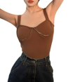 thumbnail image 2 of SAYOO Tight Stripe Tank Tops for Women, Sleeveless Solid Color Padded Crop Tops with Metal Chain, 2 of 8