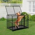 thumbnail image 4 of Heavy Duty Stainless Steel Dog Crate for Large Dogs - Indestructible & Escape-Proof Kennel with Locking Wheels - Collapsible, Chew-Resistant Indoor/Outdoor Cage with Easy-Clean Removable Tray XXL, 4 of 8
