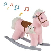 Kids Plush Ride-On Rocking Horse with Bear Chair with Soft Plush Toy & Fun Realistic Sounds Gift for Child
