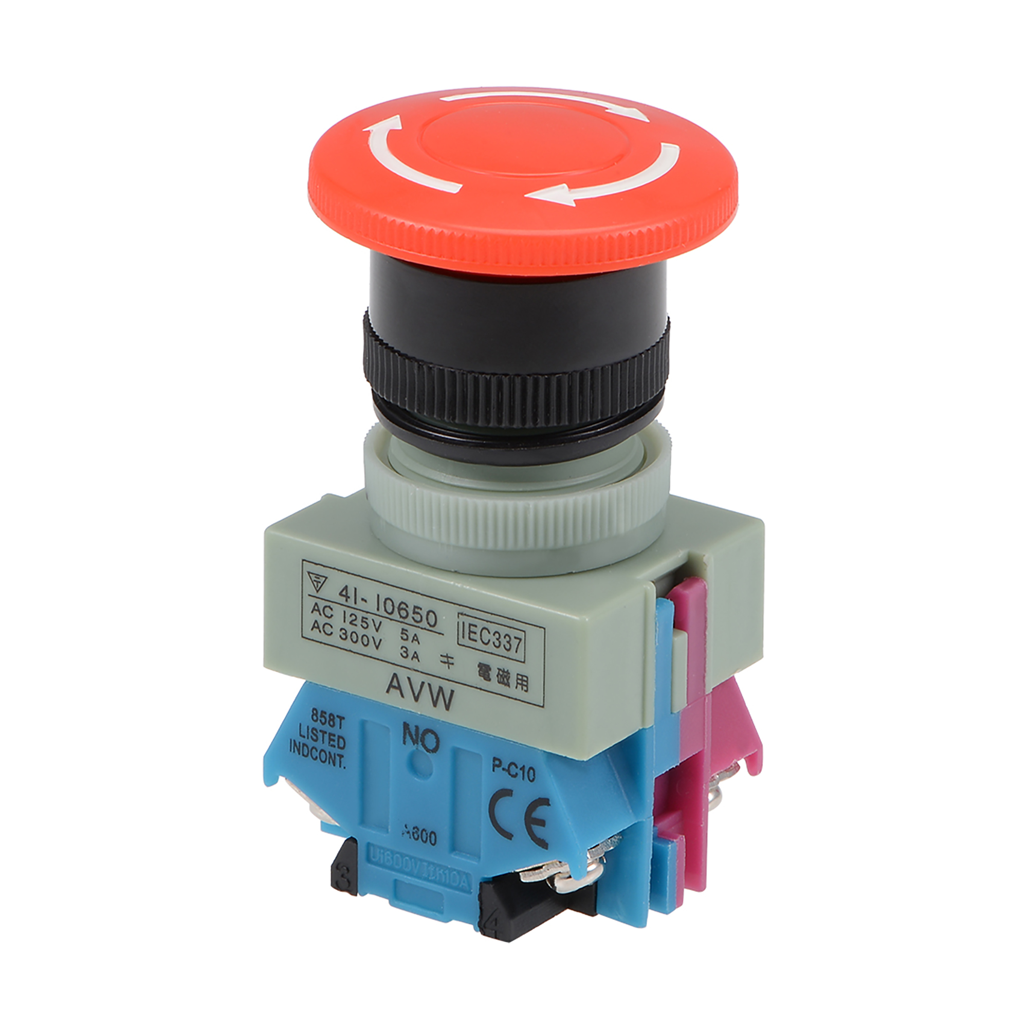 Emergency Stop Rotary Switch 2 Positions 1NO 1NC Latching Push Button