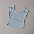 thumbnail image 4 of Camiseta deportiva ajustada con cuello redondo grande para mujer, traje de Yoga desnudo fino de manga corta para entrenamiento de carrera y Yoga, 4 of 6