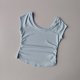 thumbnail image 4 of Camiseta deportiva ajustada con cuello redondo grande para mujer, traje de Yoga desnudo fino de manga corta para entrenamiento de carrera y Yoga, 4 of 6