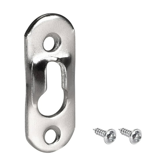 Keyhole Hanging Plate, 37mm x 14mm Single Hole Hook for Picture Frames w Screws, 30 Pcs (Silver)