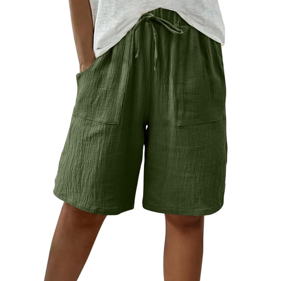 Bovemsi Flowy Pants for Women Fashion Outfits Clothes Green High Waisted Knee Length Wide Leg Casual Shorts XXXXL