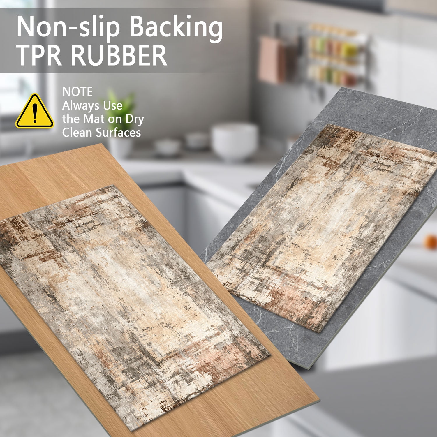 3 Piece Kitchen Rug Set, Non-Slip And Washable, Abstract Pattern Kitchen Hallway Rug, Soft And Comfortable, Suitable For Sinks, Floors, Entrances, Hallways and Bathrooms