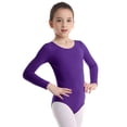 thumbnail image 4 of Hansber Kids Girls Long Sleeve Ballet Leotards Dance Gymnastics Workout Training Bodysuit Dancerwear Purple 10, 4 of 6