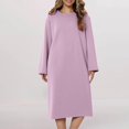 thumbnail image 2 of Long Sleeve Bathrobe for Women Fluffy Women's Nightgowns & Sleepshirts Oversize Cozy Women's Robes House Womens Robe Purple, 2 of 4