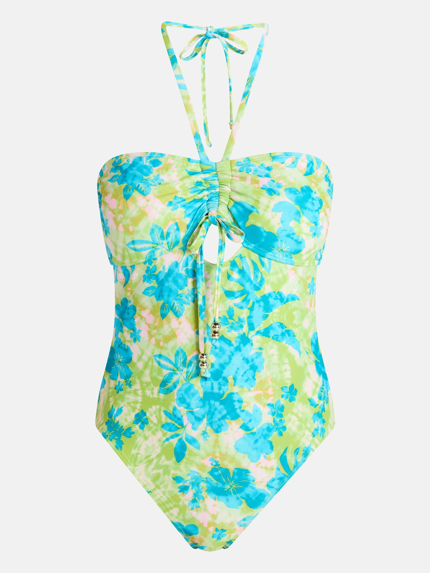No Boundaries Halter Bandeau One Piece Swimsuit, Women's XXS-XXL