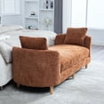thumbnail image 3 of CQSXDA  77.17 Inch Wide Chenille Daybed Bench with Armrests and Rubberwood Legs for Bedroom or Apartment Use, Orange, 3 of 10