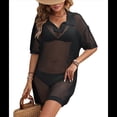 thumbnail image 1 of Vestido de Baño de Crochet Calado para Mujer, Ropa de Playa Informal, Negro, Talla M, 1 of 8