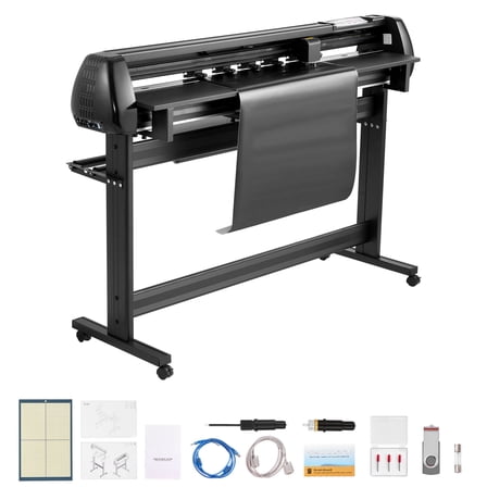 KFFKFF 53-Inch Vinyl Cutting Machine, Dual Blades, Adjustable Speed and Pressure, LED Display, Compatible with Windows and macOS, Includes Signmaster Software