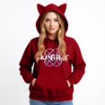 thumbnail image 3 of Pop cazadora para niña Demon Hunters Women's Fashion Cat-Ear Crop Top Hooded Sweatshirt （Red）, 3 of 4