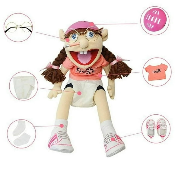 Poupée Dessin Animé, Garçon à Bouche Ouverte Drôle, Marionnette à Main, Interaction Parent-Enfant, Marionnette à Main Jeff, Jouet en Peluche Créatif Cadeaux d'Anniversaire Cadeau de Noël pour Amis Enfants Adultes