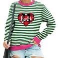 thumbnail image 4 of ICHUANYI Womens Striped Heart Print Oversized Sweatshirt Color Block Crew Neck Long Sleeve Casual Loose Pullover Top Sweatshirts, 4 of 6