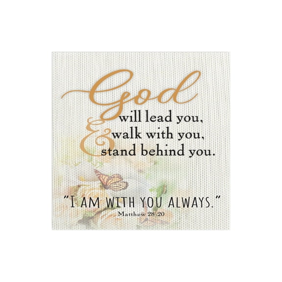 I Am With You Always White Woven Floral 12 x 12 Wood Wall Sign Plaque