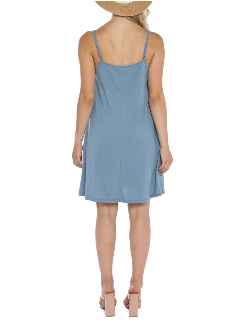 Doublju Women's Front Pleated Camisole Tank Flare Tunic Dress with Pockets  (S-3X) - Walmart.com