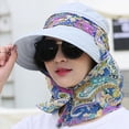 thumbnail image 2 of Women Beach Foldable Sunscreen Floral Print Caps Neck Face Care Wide Brim Hat New Summer Outdoor Riding  Women Sun Hats UPF 50 Sun Protection Hat Neck Shield Flap Visor Hat Ponytail Hats Wide Brim, 2 of 6
