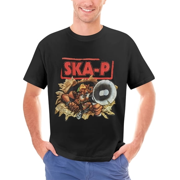 T-Shirt Vintage 2002 SKA-P pour Homme - T-Shirt de Groupe Ska Punk Espagnol avec Graphique Audacieux et Bruit, Chandail Rétro Noir pour Concert avec Jeu de Mots