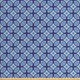 thumbnail image 1 of Geometric Fabric by the Yard, Damask Pattern Inspired Oriental Style Ornamental Ceramic Tile Motifs, Upholstery Fabric for Dining Chairs Home Decor Accents, White and Navy Blue by Ambesonne, 1 of 4