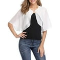thumbnail image 5 of Hanerdun Womens Chiffon Cropped Cardigan 3/4 Sleeve Casual Open Front Shrugs Sheer for Evening Dresses XL, 5 of 5