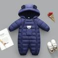 thumbnail image 4 of SonxaHe Infant Girl Boy Hooded Windproof Coat Warm Zip Up Quilted Puffer Winter Outdoor Unisex Romper Blue,Sized 12-18 M, 4 of 4