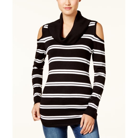 Hooked Up By Iot Juniors Cowl Neck Cold Shoulder Sweater Black Spirit S