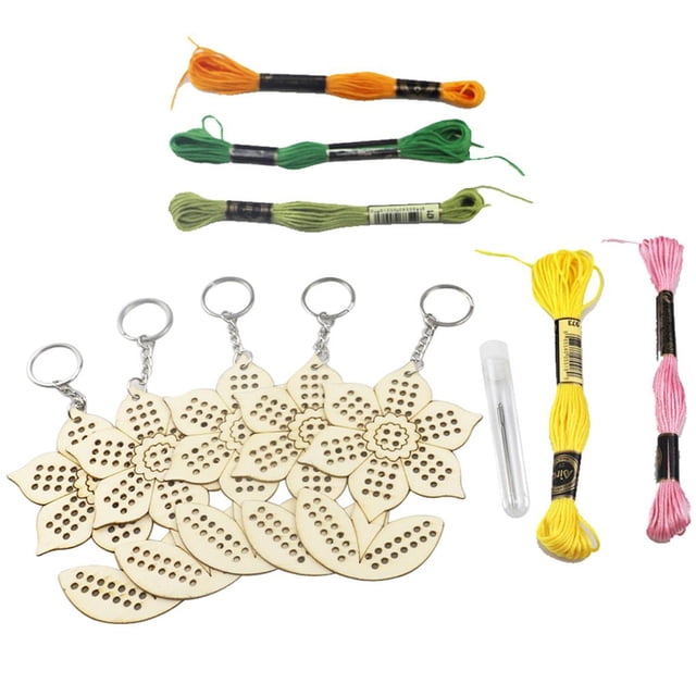 Toystoory Kit de llavero de punto de cruz de de 5 uds, llaveros de girasol bordados, plantillas de e hilo de colores brillantes para llaveros Almacenamiento y organización del hogar Toystoory HA023042-00