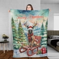 thumbnail image 3 of Merry Christmas Santa Reindeer Antlers Belgian Malinois Sleigh Xmas Winter Holiday Cozy Fleece Blanket Sheepdog Dog Lover Gifts Warm Soft Throw Blanket - 00023, 3 of 5