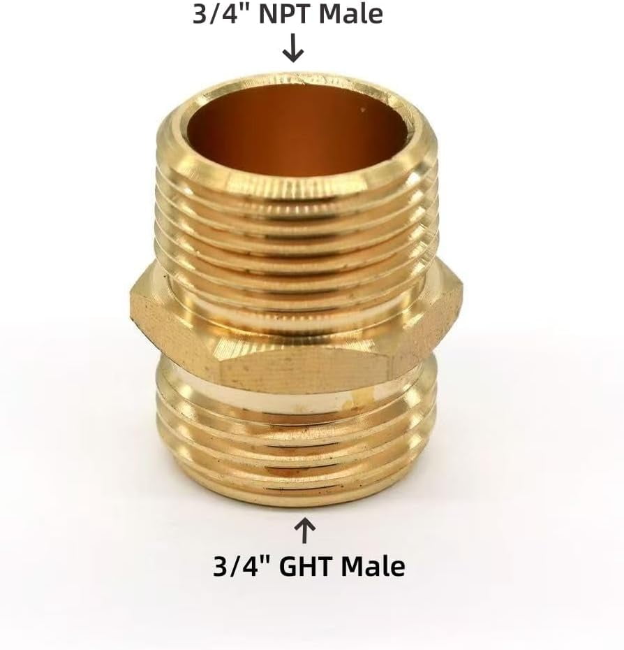 MKEUDQ-Garden Hose Adapter,3/4" GHT to 3/4" NPT Hose Connector,Brass Garden Hose Fitting,Male to Male Hose Adapter,4 Packs