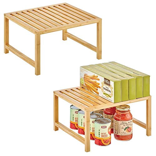 mDesign Natural Bamboo Storage Shelf Food and Kitchen Organizer for