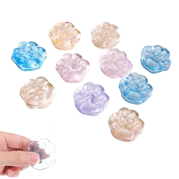 10pcs Mini Squishy Cat Paw Squeeze Toy, Squishies Stress Relief Anxiety Balls Clear Soft Fidget Sensory Toys Party Favor Goodie Bag Stuffers for Adults