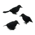 thumbnail image 1 of 3 piezas de cuervos de Halloween, decoración de cuervos y cuervos de Halloween, cuervos con plumas negras realistas hechos a mano para decoración de Estilo A, 1 of 8