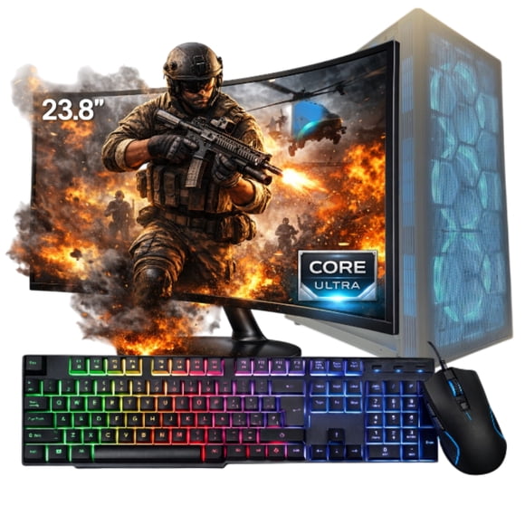 Computadora Completa de Escritorio Gamer Intel Core Ultra 5 225 16Gb DDR5 SSD 500 Gb Monitor 24" Curvo WIFI