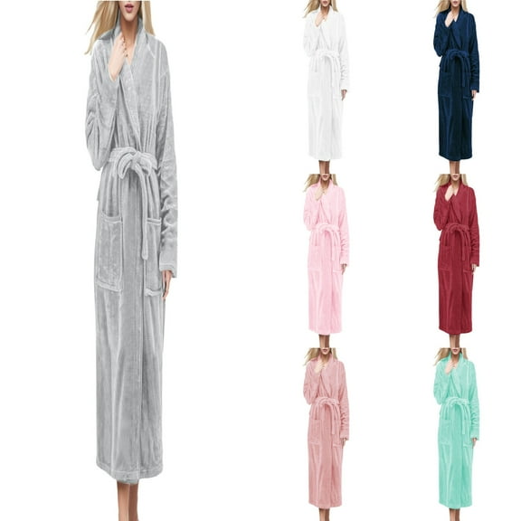 Hpapadks Womens Robes Robes Long Cotton Cloth Robes Plus Size Bathrobe Robes Womens Nightgowns Grey L