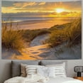 thumbnail image 2 of Chilfamy  Ocean Beach Tapestry Wall Hanging, Seaside Grass and Sky Sunrise Sunset Tapestry, Nature Landscape Tapestry for Living Room Bedroom Aesthetic Decor Painting, 2 of 6