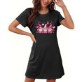 thumbnail image 4 of Women Nightgowns, Soft Comfy Lightweight Short Sleeves Sleepdress Comfy Ladies Heart Printed Nightdress Gowns for Women Sleepwear Dress Black L, 4 of 5