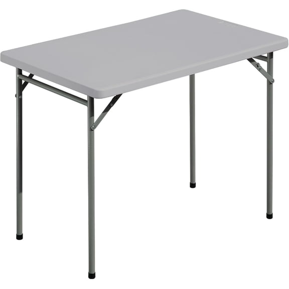 Folding Table 3ft Rectangular All-Occasion Plastic Folding Event Table for Indoor and Outdoor, Portable Desk, Camping, Durable and Stable, HDPE and Steel, Wide Application, Grey