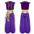 thumbnail image 2 of renvena Boys Prince Outfits Medieval Partywear Open Front Vest Waistcoat with Harem Pants Purple 14, 2 of 7